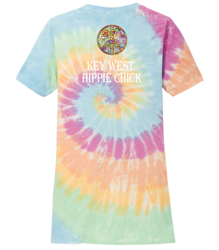 Hippie Chick #2 V-Neck Tee Pastel Rainbow - Image 2