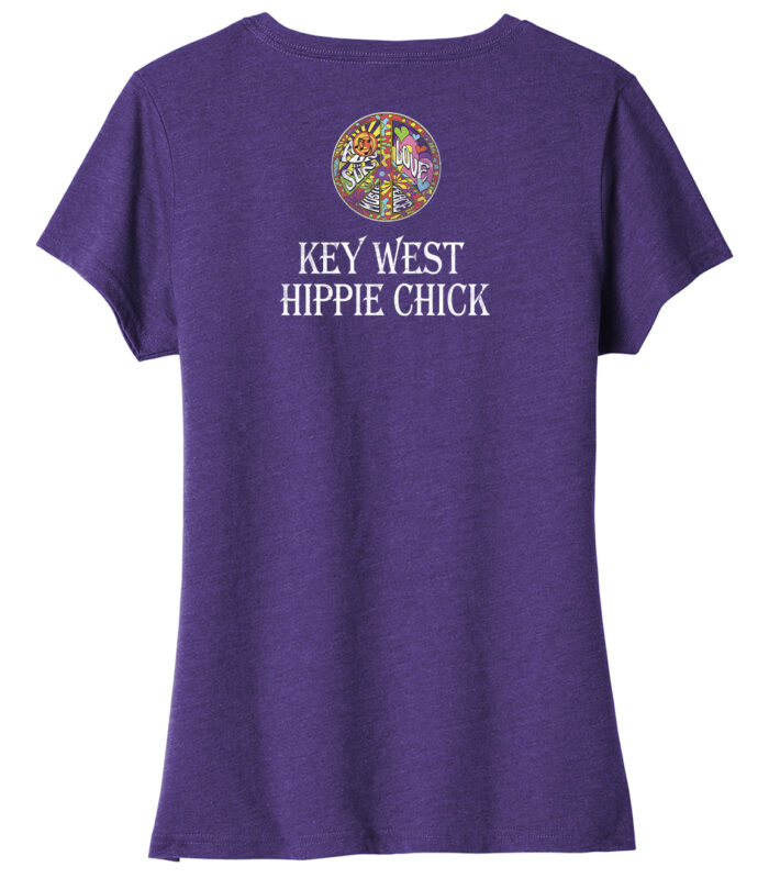 Hippie Chick #2 V-Neck Tee Heather Purple - Image 2