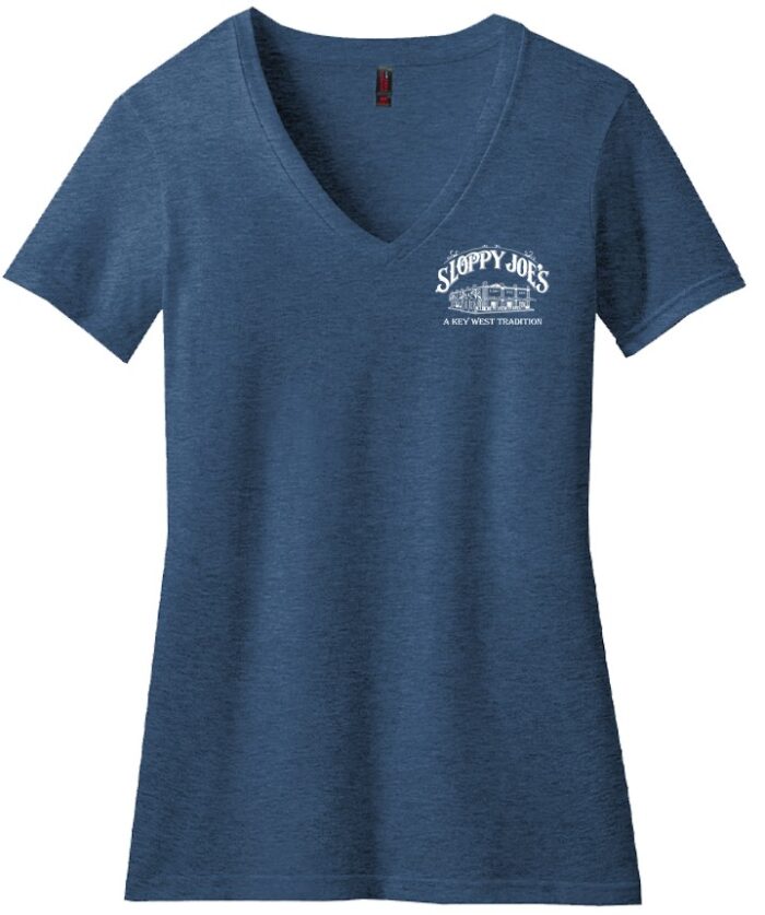 Ladies Bar Logo V-Neck Blue - Image 2